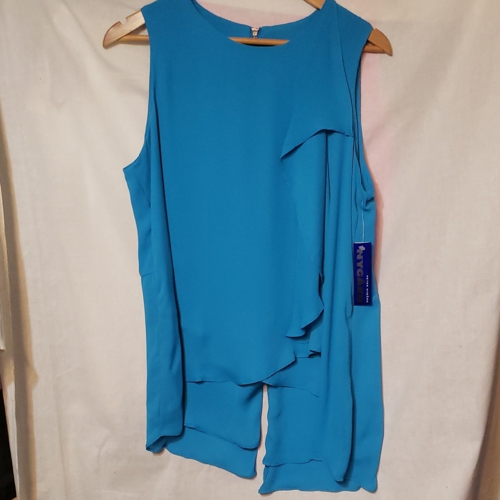 Peter Nygard Blue Layered Sleeveless Top